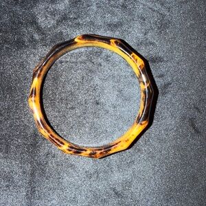 Tortoiseshell Resin Octagonal Bangle Bracelet - Brown/Amber